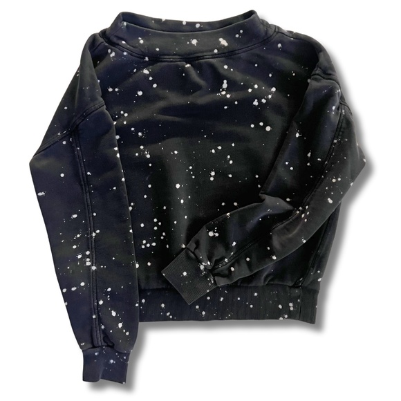 Anthropologie Pilcro Elayna Paint Splatter Sweatshirt Black Mock Neck XS - Picture 1 of 5